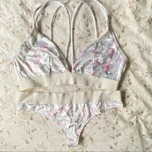 VS PINK Velvet Bralette + Panty Set